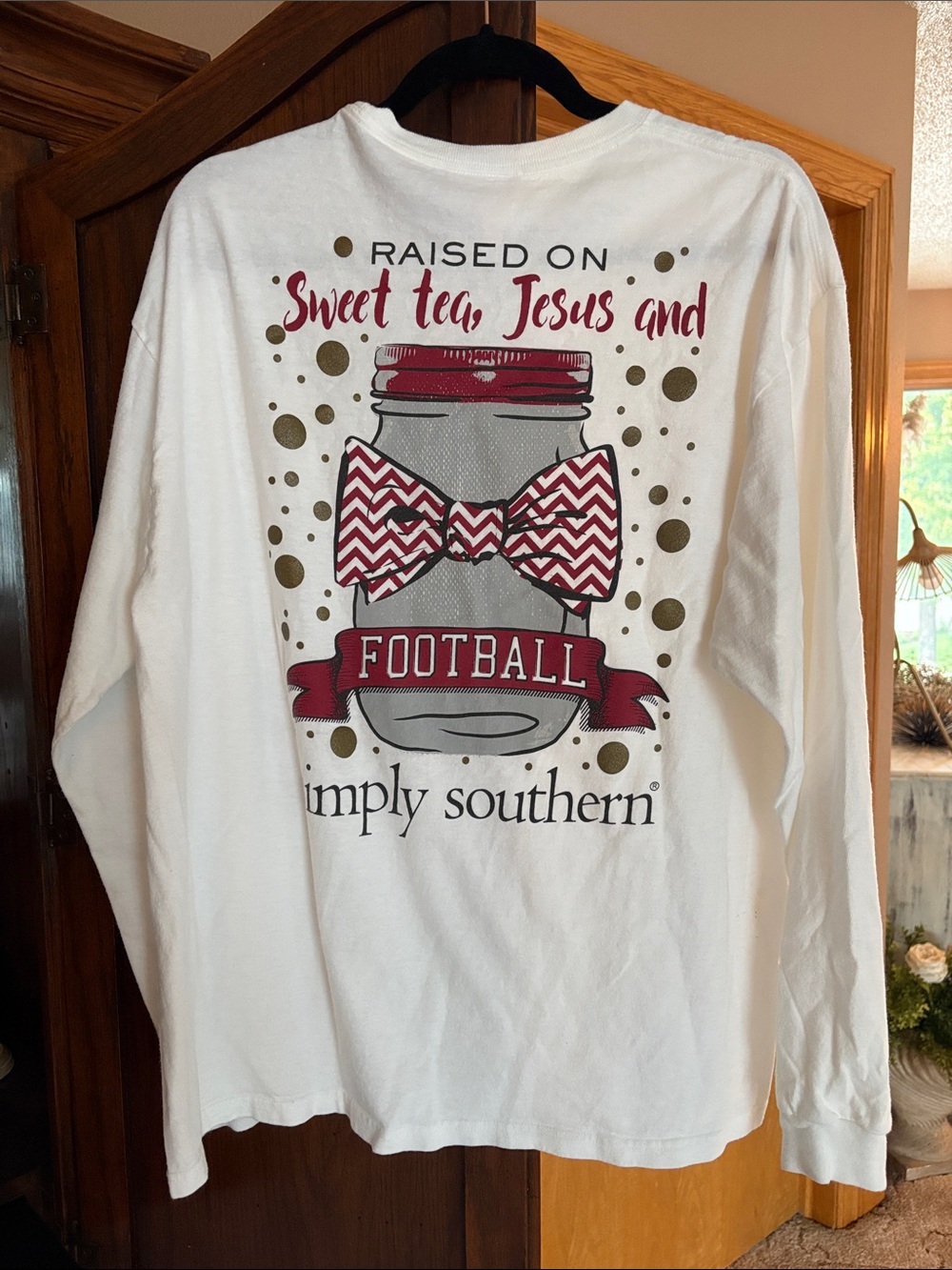Simply Southern White Long-Sleeve Tee with Red and Gold Mason Jar Graphic